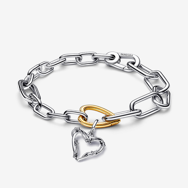 Bracelet Composé Coeur Bicolore et Cœur Fil de Fer Pandora ME